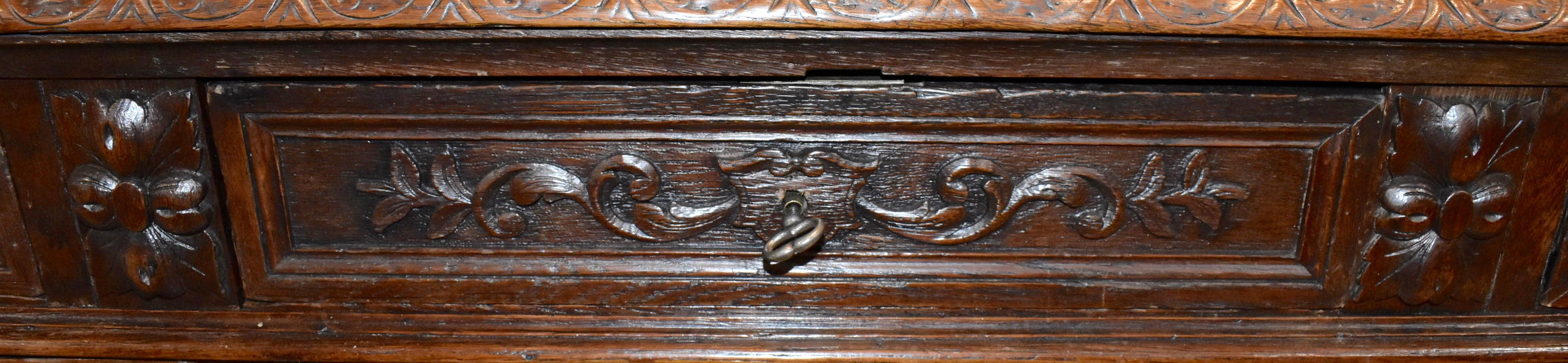 English Carved Oak Desk, circa 1890 1