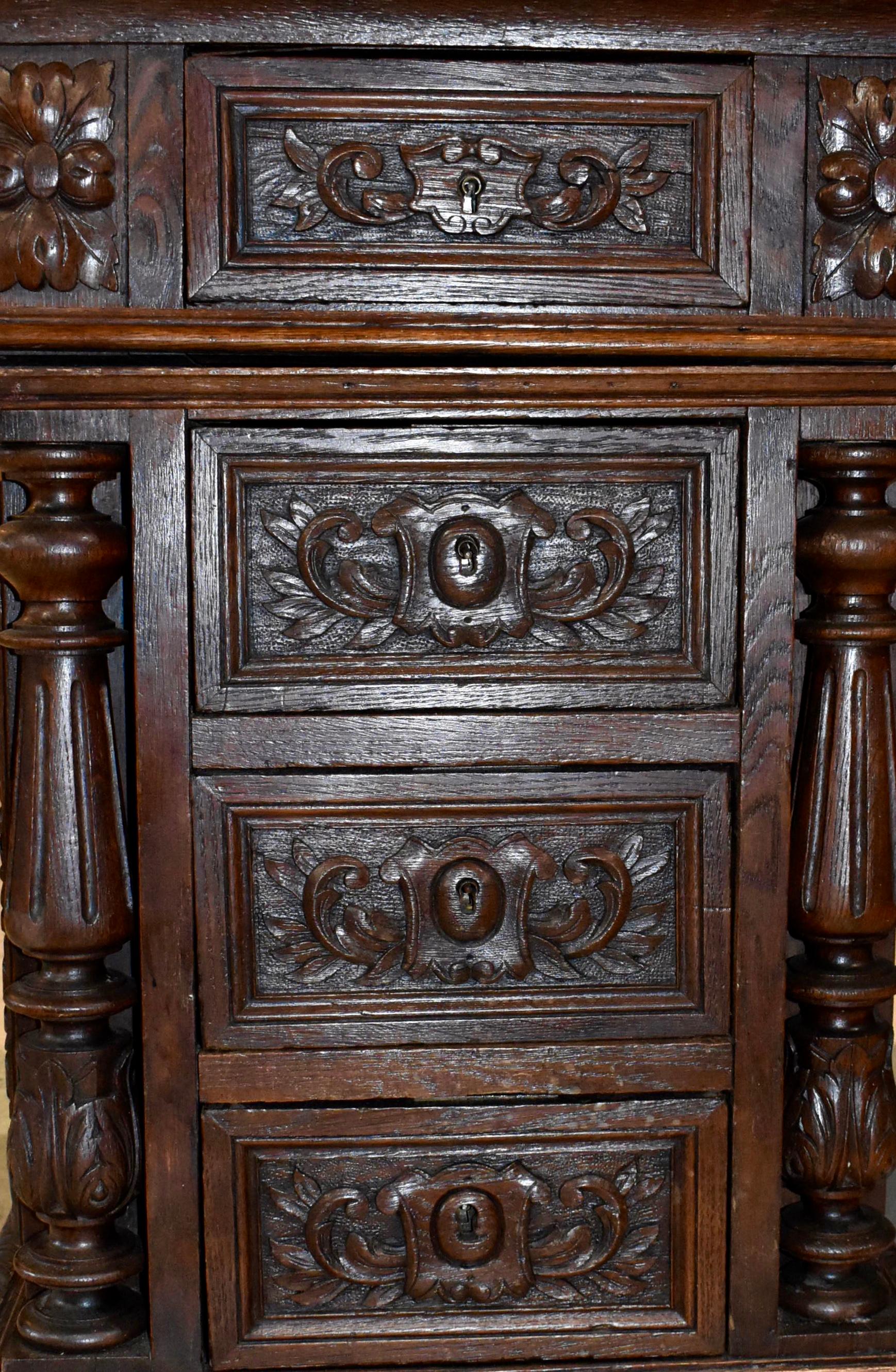 English Carved Oak Desk, circa 1890 3