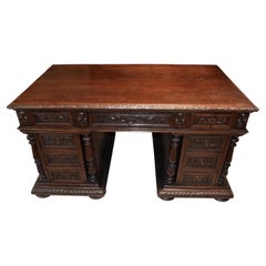 English Carved Oak Desk, circa 1890