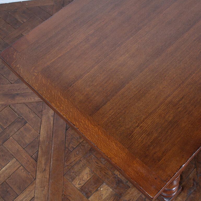 English Carved Oak Extending Trestle Table 1