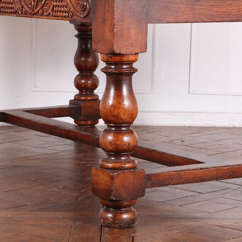 English Carved Oak Extending Trestle Table 3