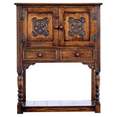 English carved oak gothic revival cupboard