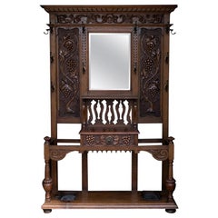 English Carved Oak Hall Stand