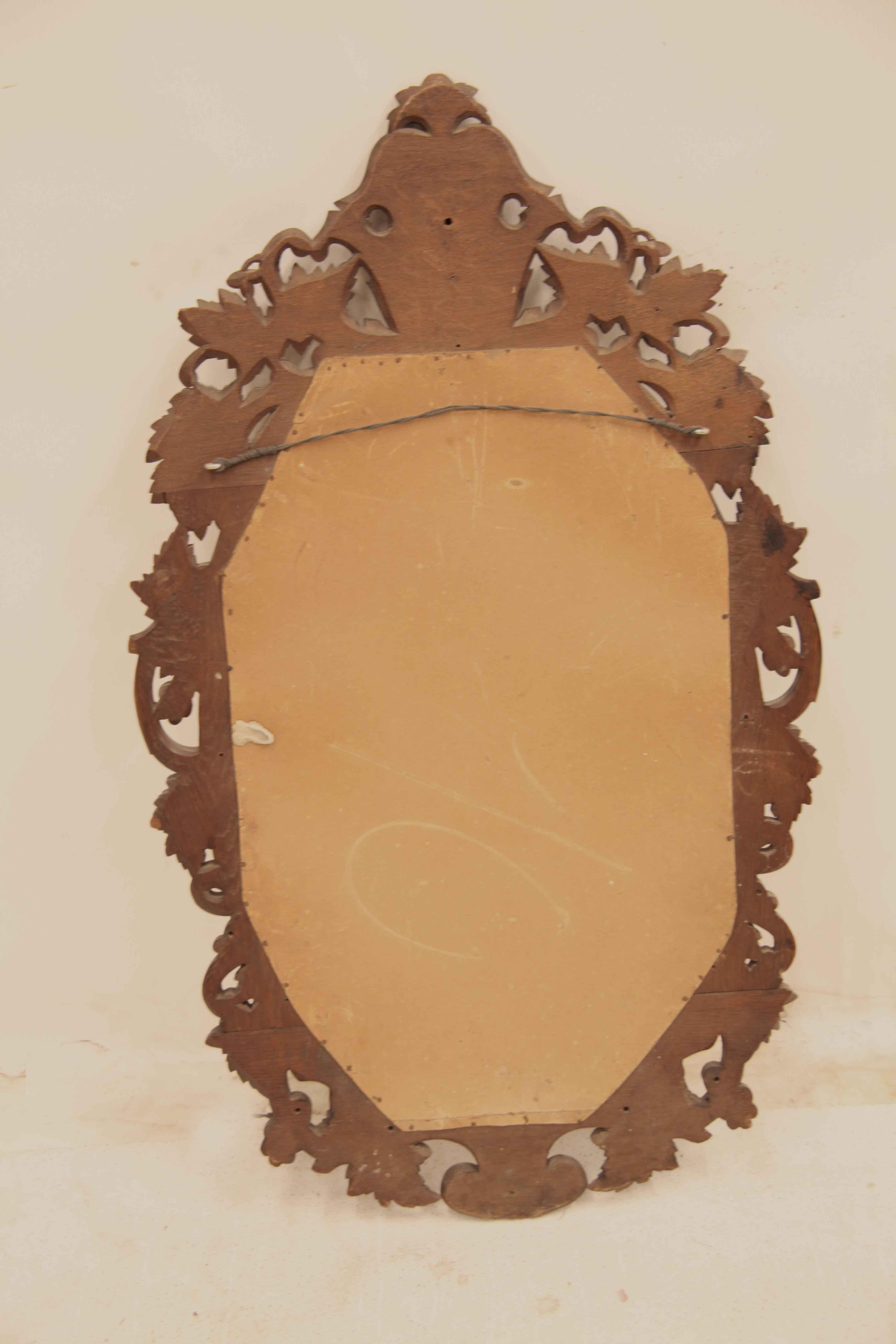 English Carved Oak Oval Mirror For Sale 5