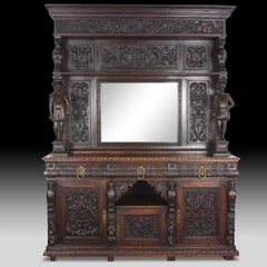 Englisches Sideboard aus geschnitzter Eiche im Renaissance-Renaissance-Stil, um 1870