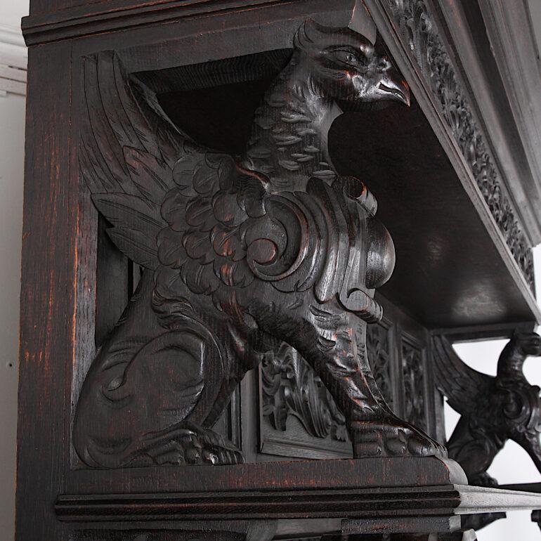 English Carved Oak Renaissance Revival Sideboard, C.1870 In Good Condition In Vancouver, British Columbia