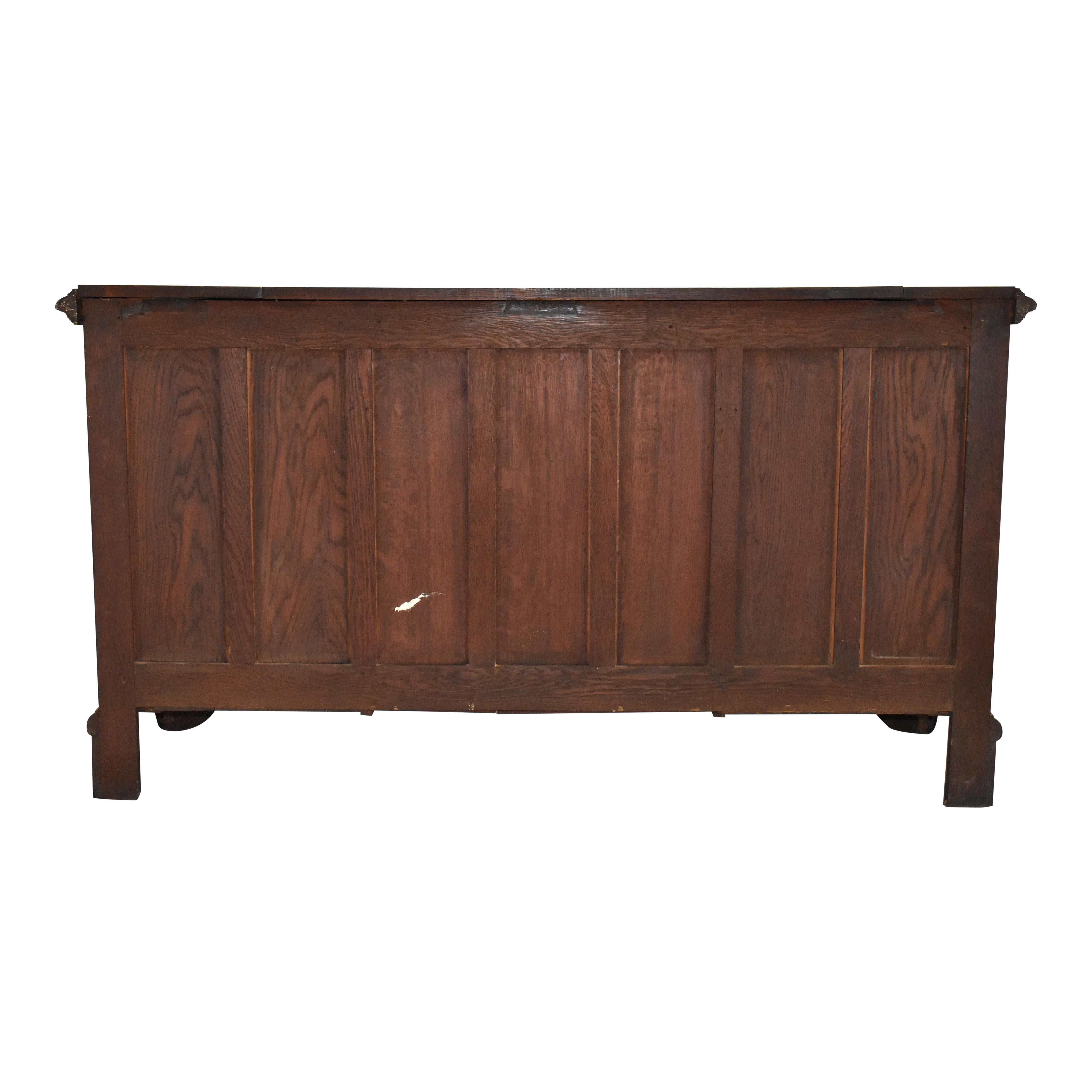 English Carved Oak Sideboard Buffet with Liquor Tray For Sale 13