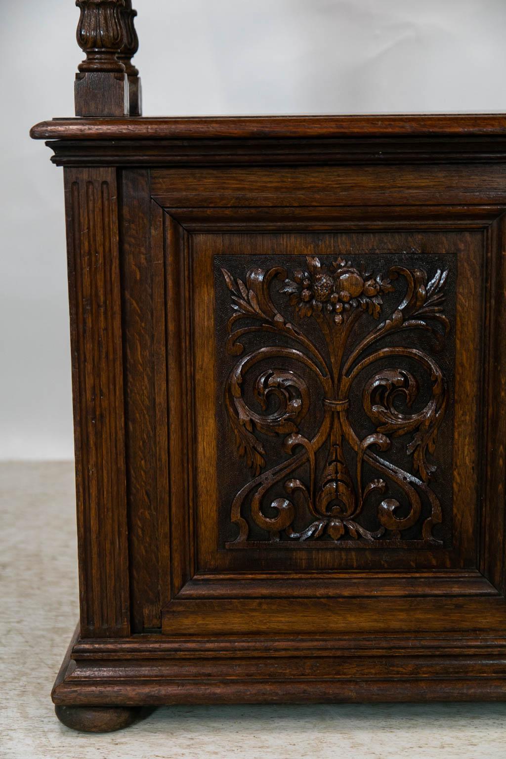 English Carved Oak Three Tiered Server  For Sale 2