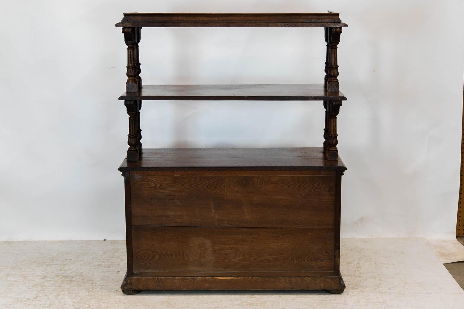 English Carved Oak Three Tiered Server  For Sale 4
