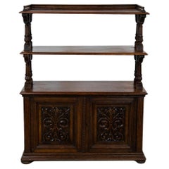 English Carved Oak Three Tiered Server 