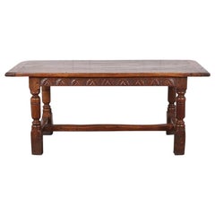 English Carved Oak Trestle Table