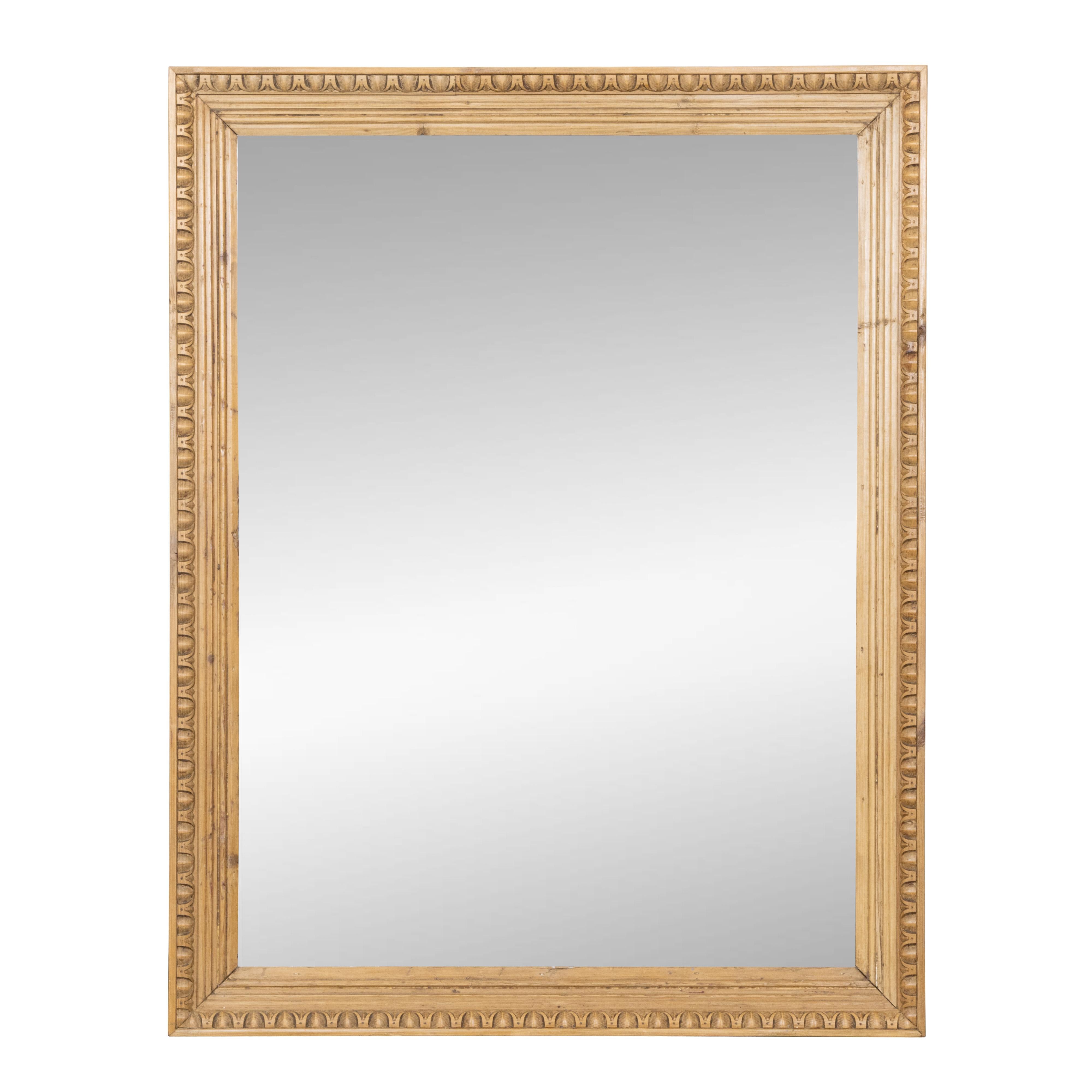 English Carved Oak Wall Mirror with Egg-and-Dart Moulding, circa 1920 For Sale