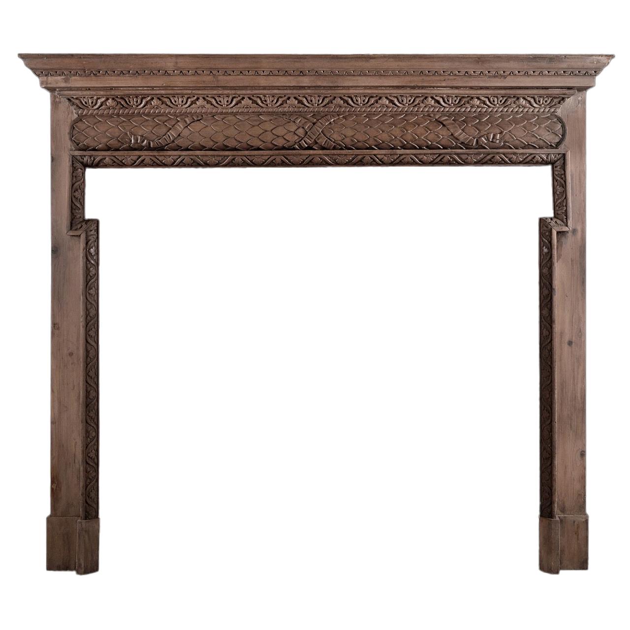 English Carved Pine Fireplace