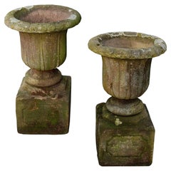 English Carved Sandstone Weathered  Urns