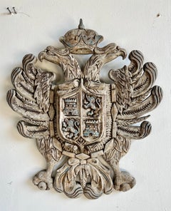 English Carved Shield w/ Coat of Arms C. 1930's