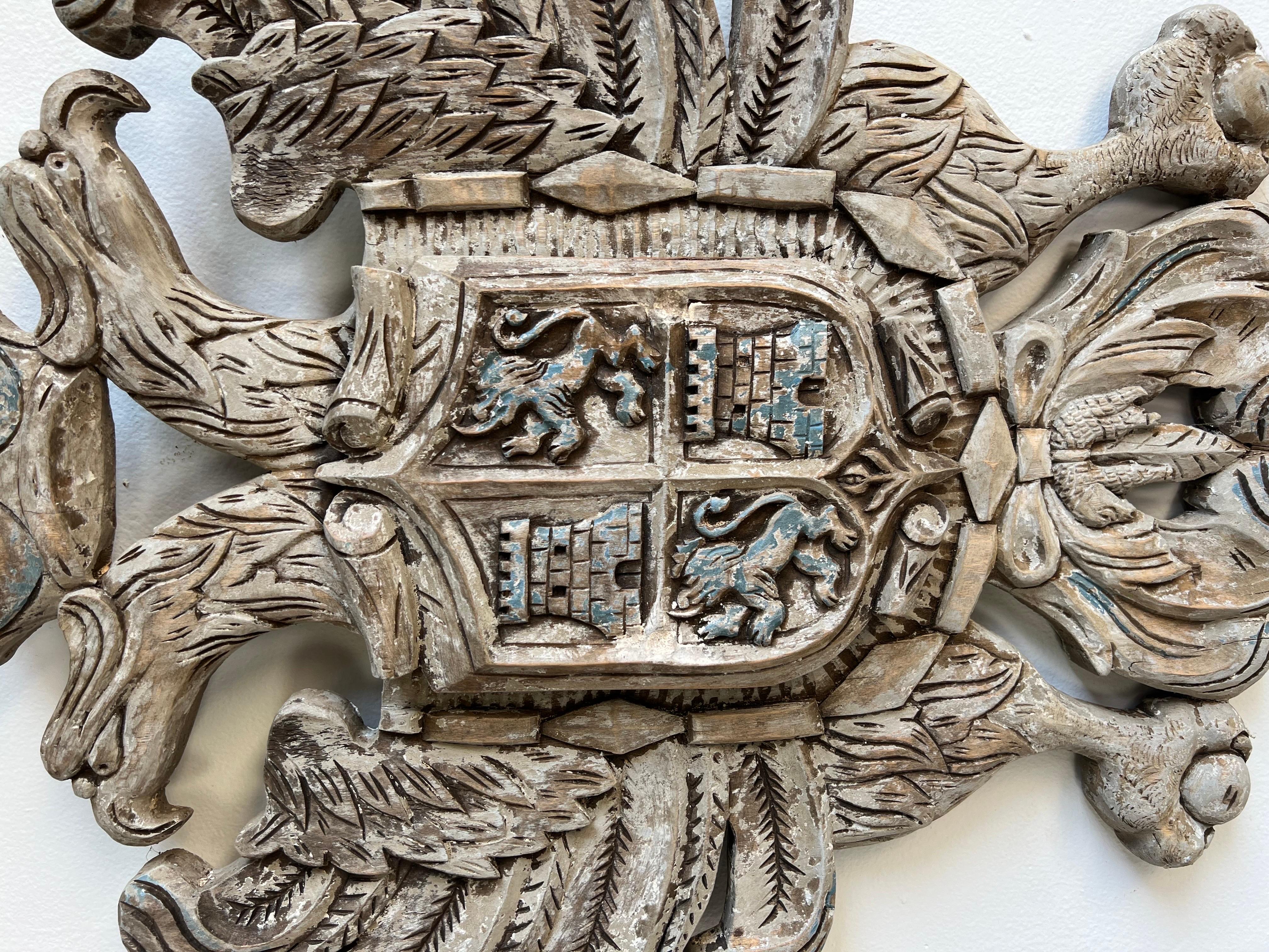 Other English Carved Shield w/ Coat of Arms C. 1930's