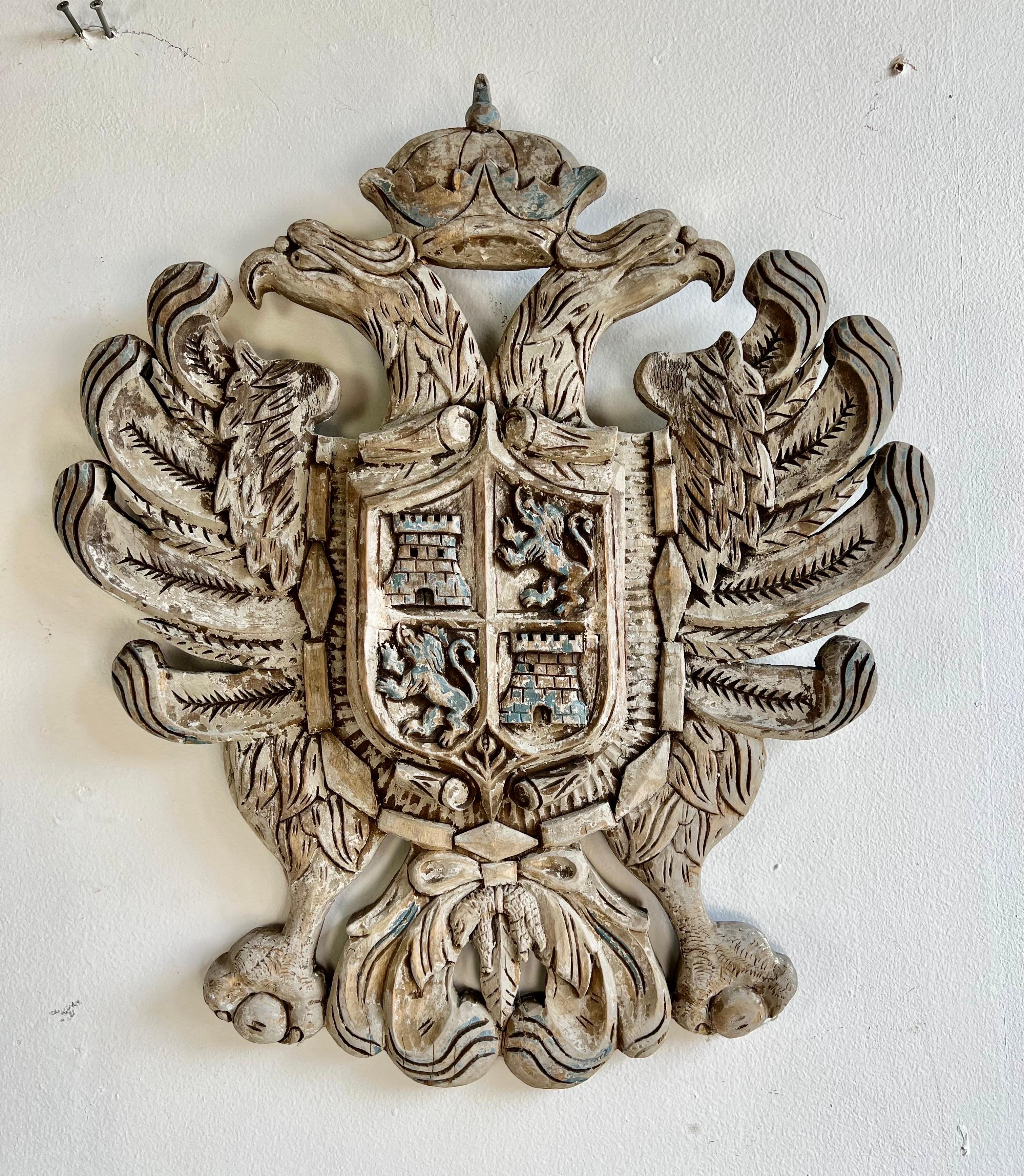 English Carved Shield w/ Coat of Arms C. 1930's 3