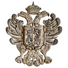 English Carved Shield w/ Coat of Arms C. 1930's