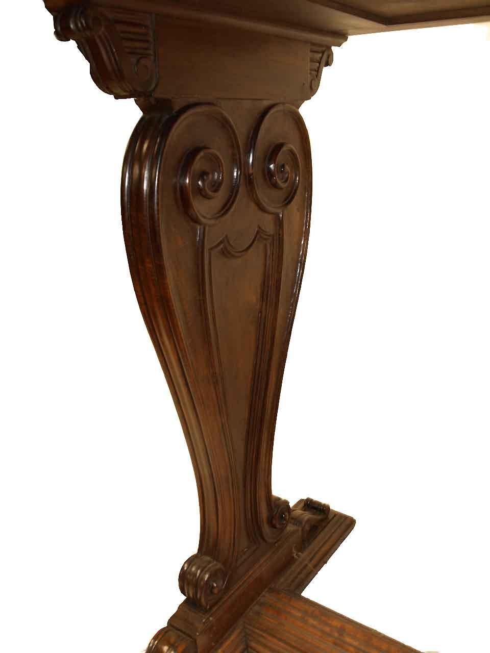 English Carved Walnut Center Table For Sale 1