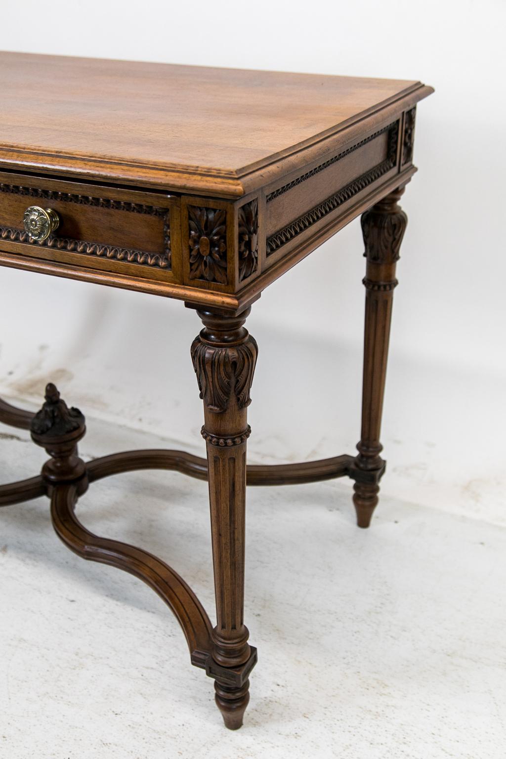 English Carved Walnut Center Table 1