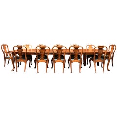 English Carved Walnut Dining Set, 19th Century