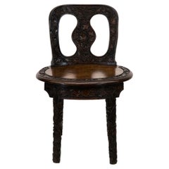 English Carved Walnut Side Chair