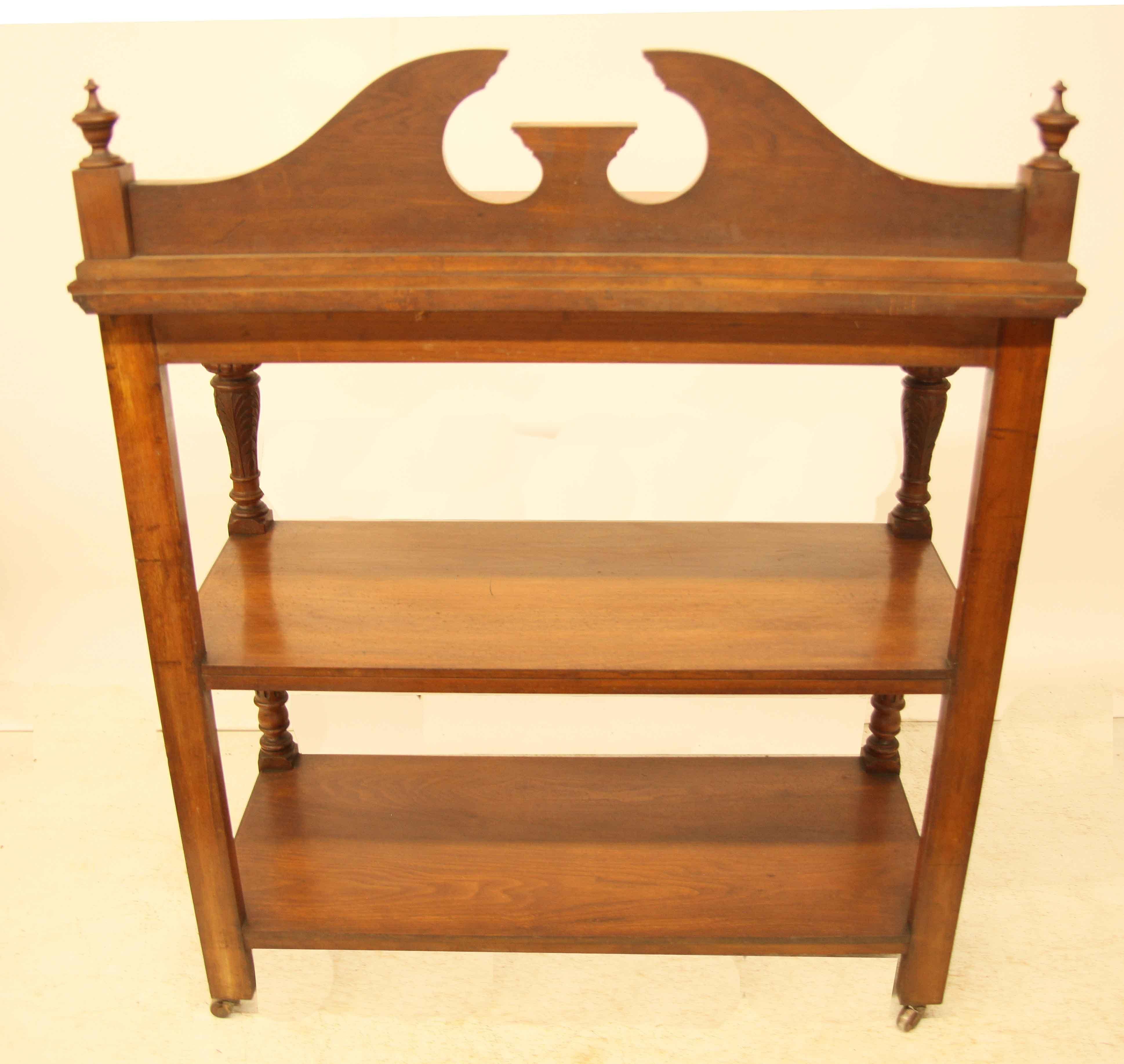 English Carved Walnut Three Tier Server For Sale 4