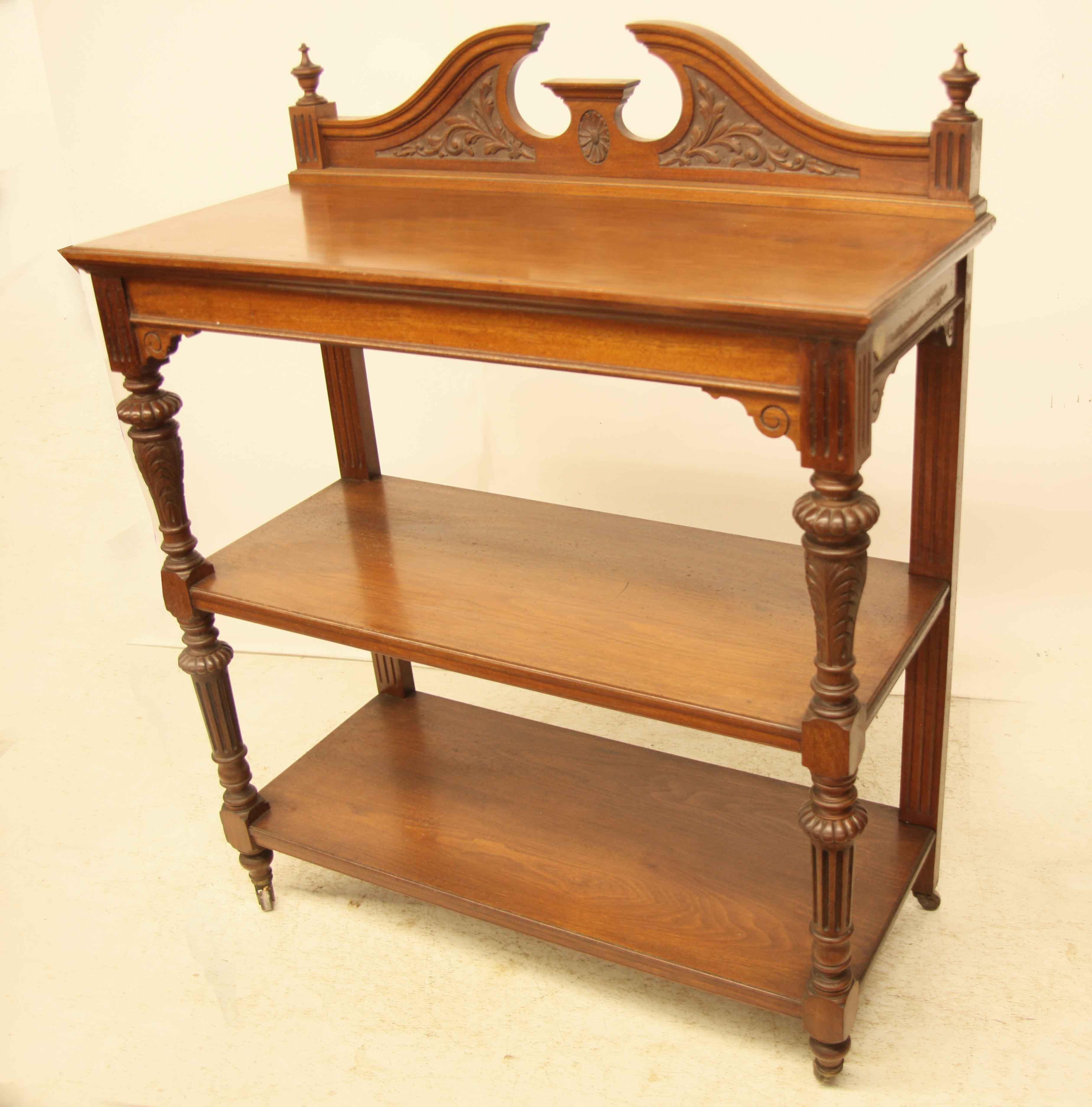 English Carved Walnut Three Tier Server For Sale 3