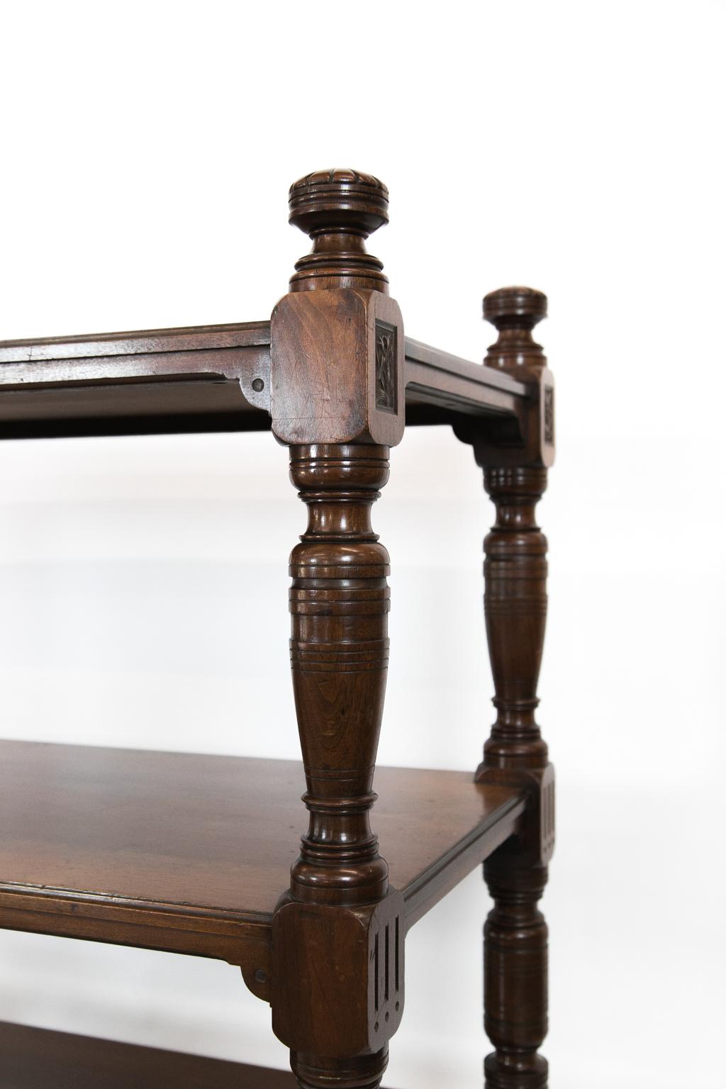 English Carved Walnut Three-Tier Shelf In Good Condition For Sale In Wilson, NC