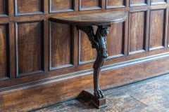 English Carved Winged Lion Demilune Console Table