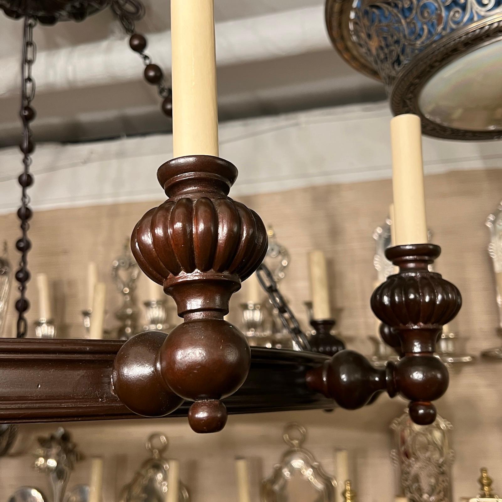 English Carved Wood Chandelier For Sale 1