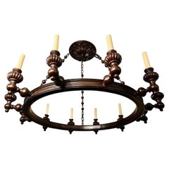 English Carved Wood Chandelier