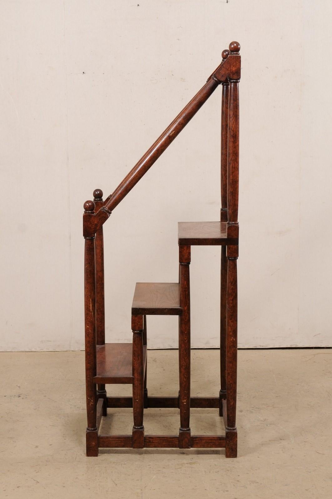 English Carved-Wood Library Step Ladder Would Also Be a Great Kitchen Piece 7