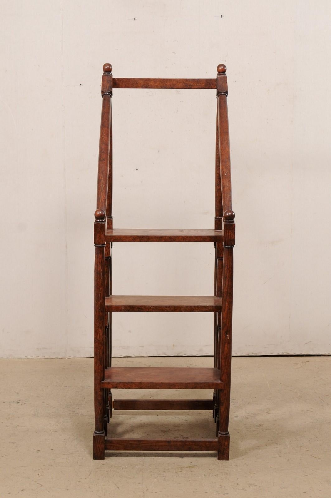 English Carved-Wood Library Step Ladder Would Also Be a Great Kitchen Piece 9