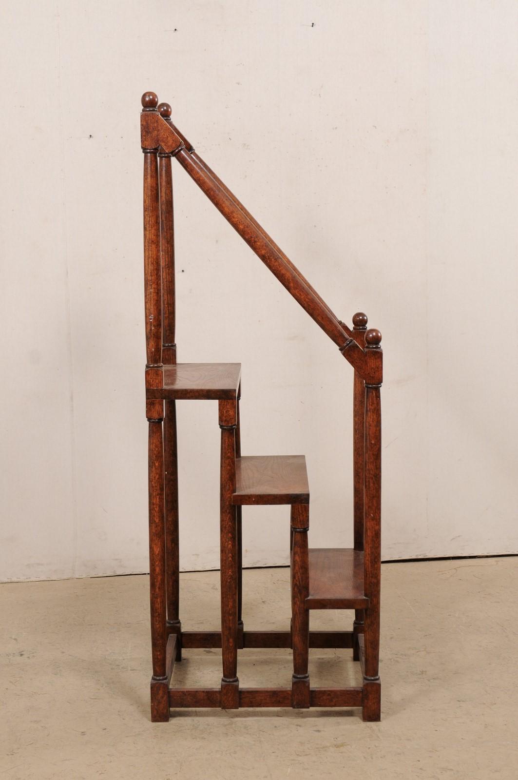 English Carved-Wood Library Step Ladder Would Also Be a Great Kitchen Piece 3