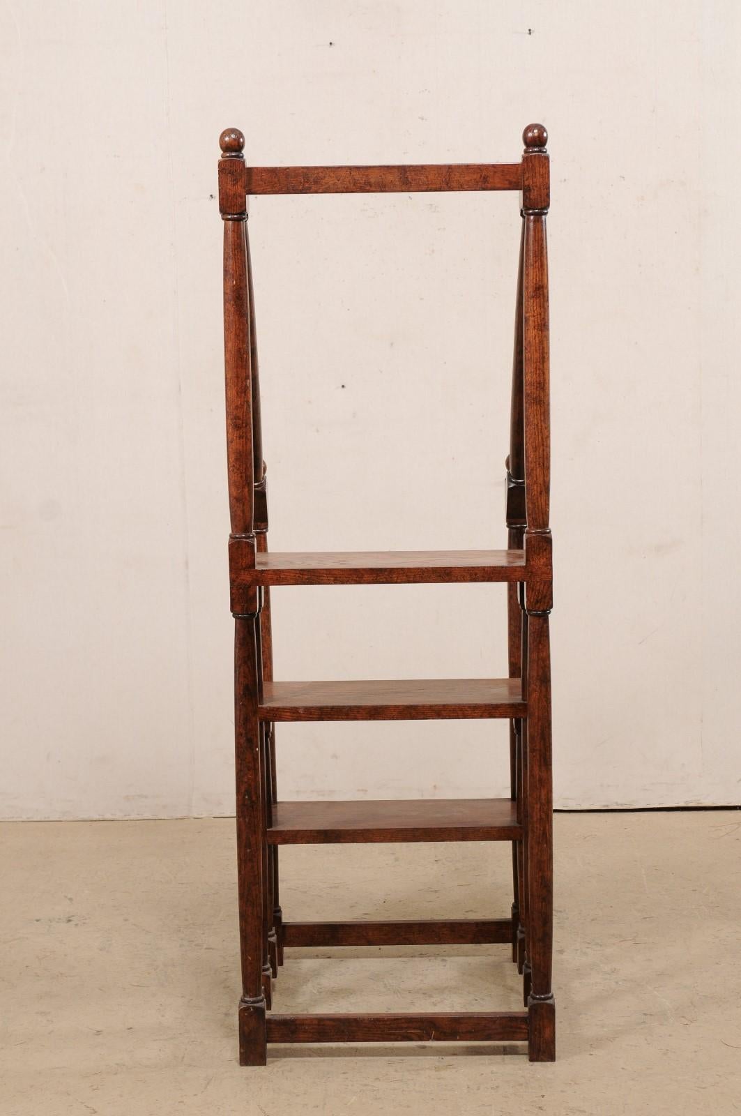 English Carved-Wood Library Step Ladder Would Also Be a Great Kitchen Piece 5
