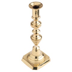 English cast brass beehive push-up candlestick, c. 1840