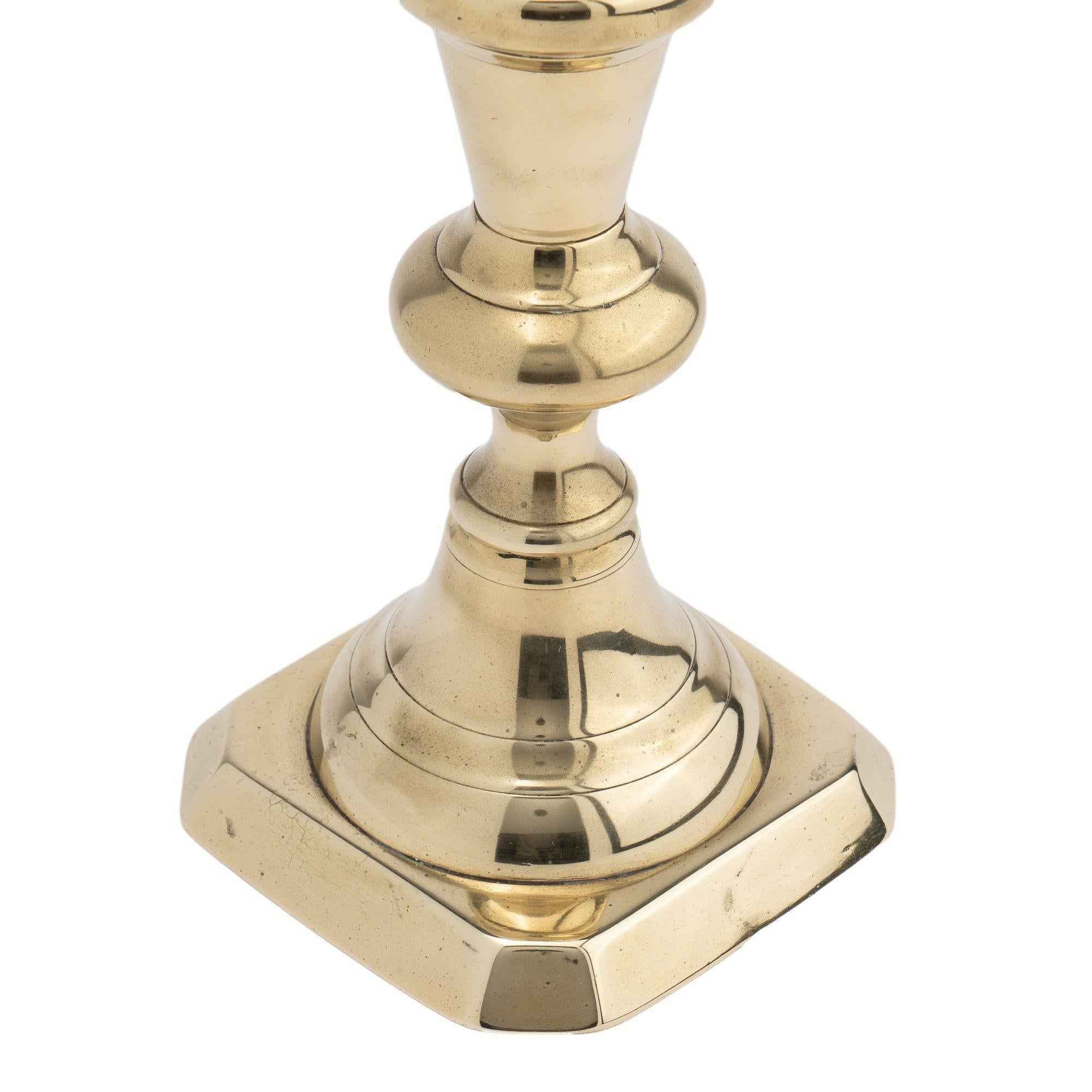 19th Century English cast brass candlestick, 1830 For Sale