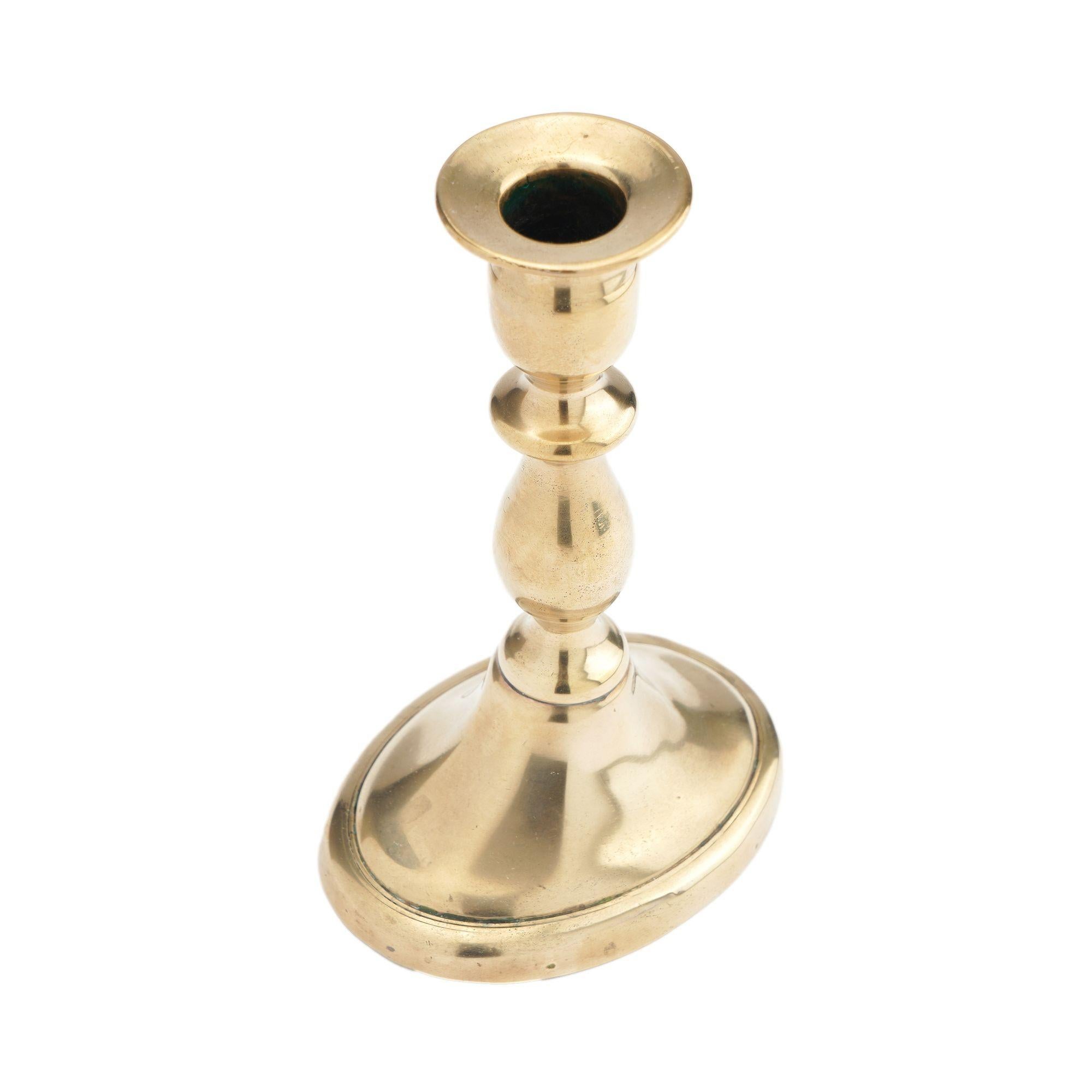 English cast brass oval base candlestick by William A. Harrison, 1791-1818 For Sale 4