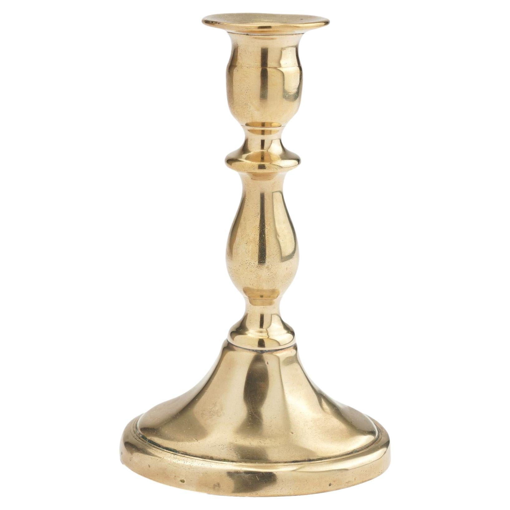 English cast brass oval base candlestick by William A. Harrison, 1791-1818 For Sale