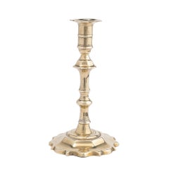 English cast brass Queen Anne candlestick, 1750