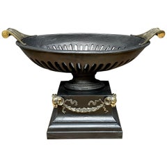 English Cast Iron and Brass Urn Fire Grate