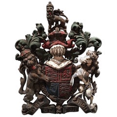 English Cast Iron Coat of Arms Shield, 19th Century