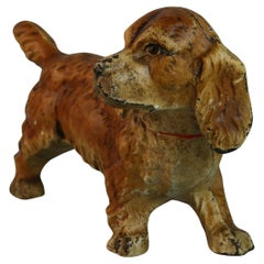 English Cast Iron Hand Painted Cocker Spaniel sculpture/Door Stop circa 1920's