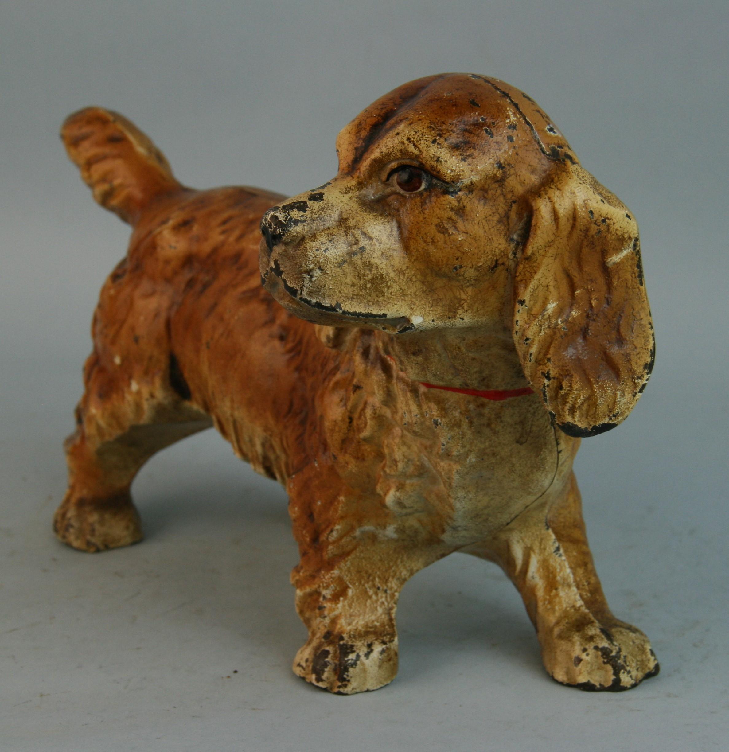 Hand-Crafted English Cast Iron Hand Painted Cocker Spaniel sculpture/Door Stop circa 1920's