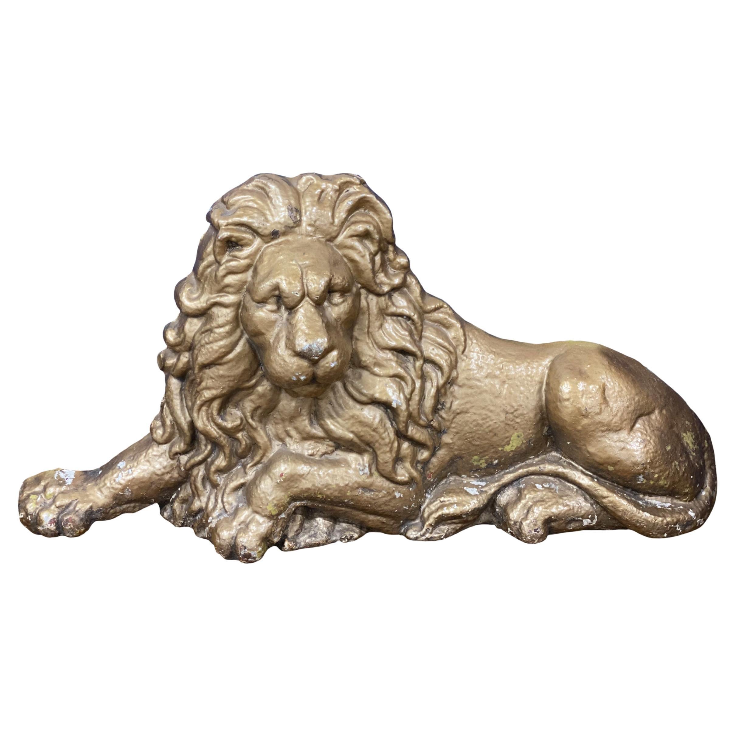 English Cast Iron Lion, 19th Century For Sale