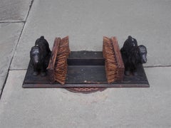 English Cast Iron Springer Spaniel Boot Scraper with Wood Brushes, Circa 1880