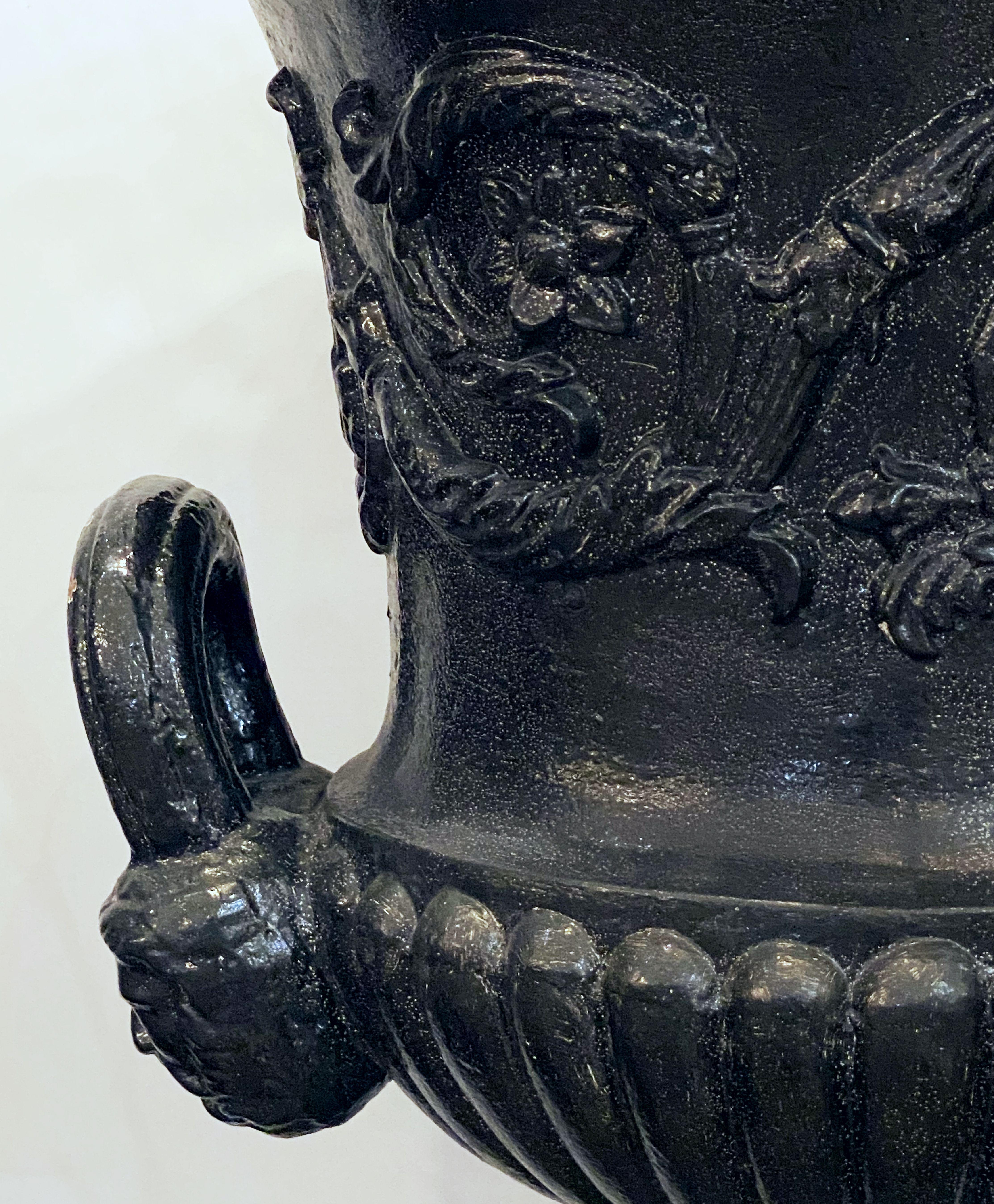 English Cast Iron Urns on Plinths from the Regency Era, Individually Priced 2