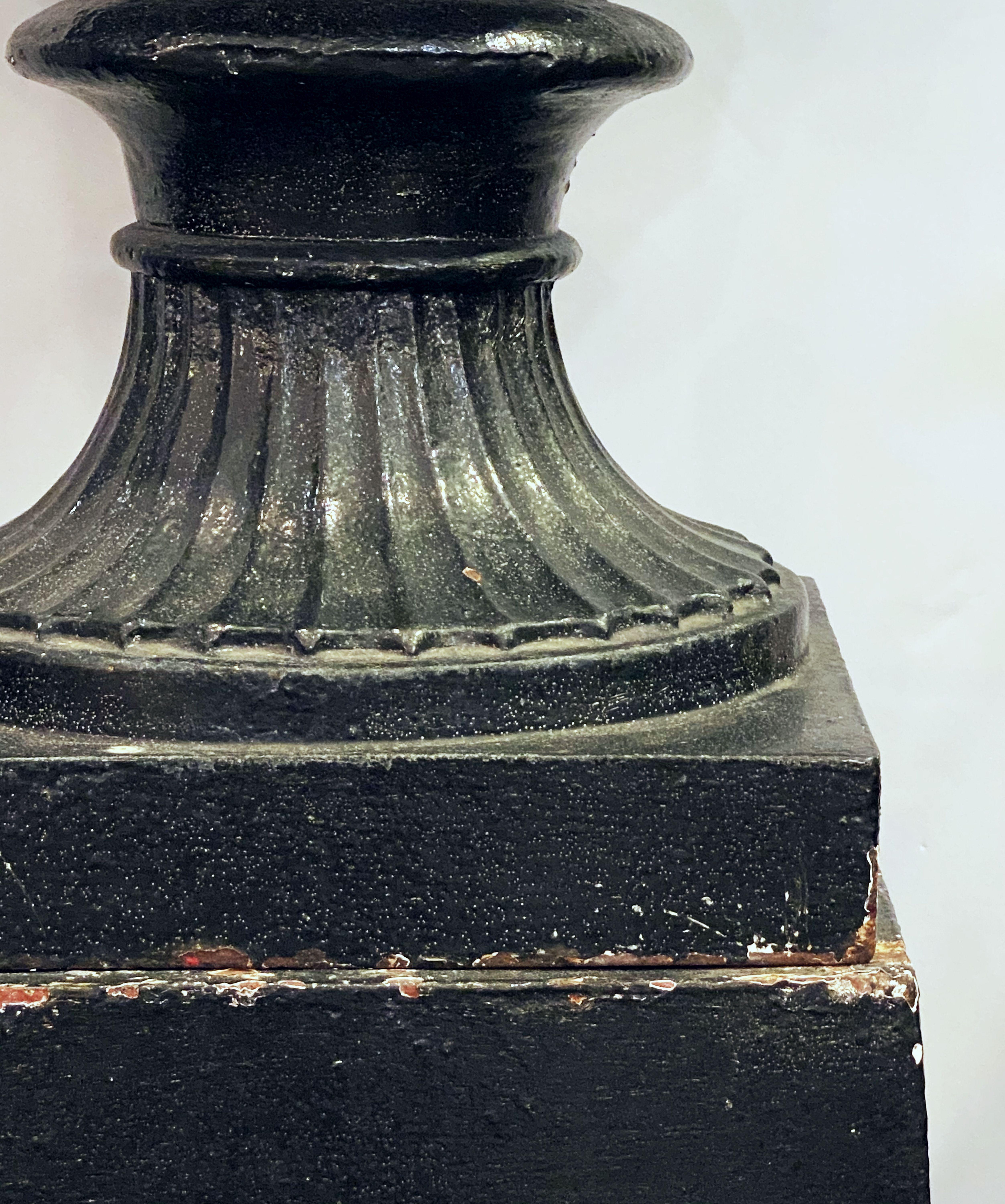 English Cast Iron Urns on Plinths from the Regency Era, Individually Priced 5