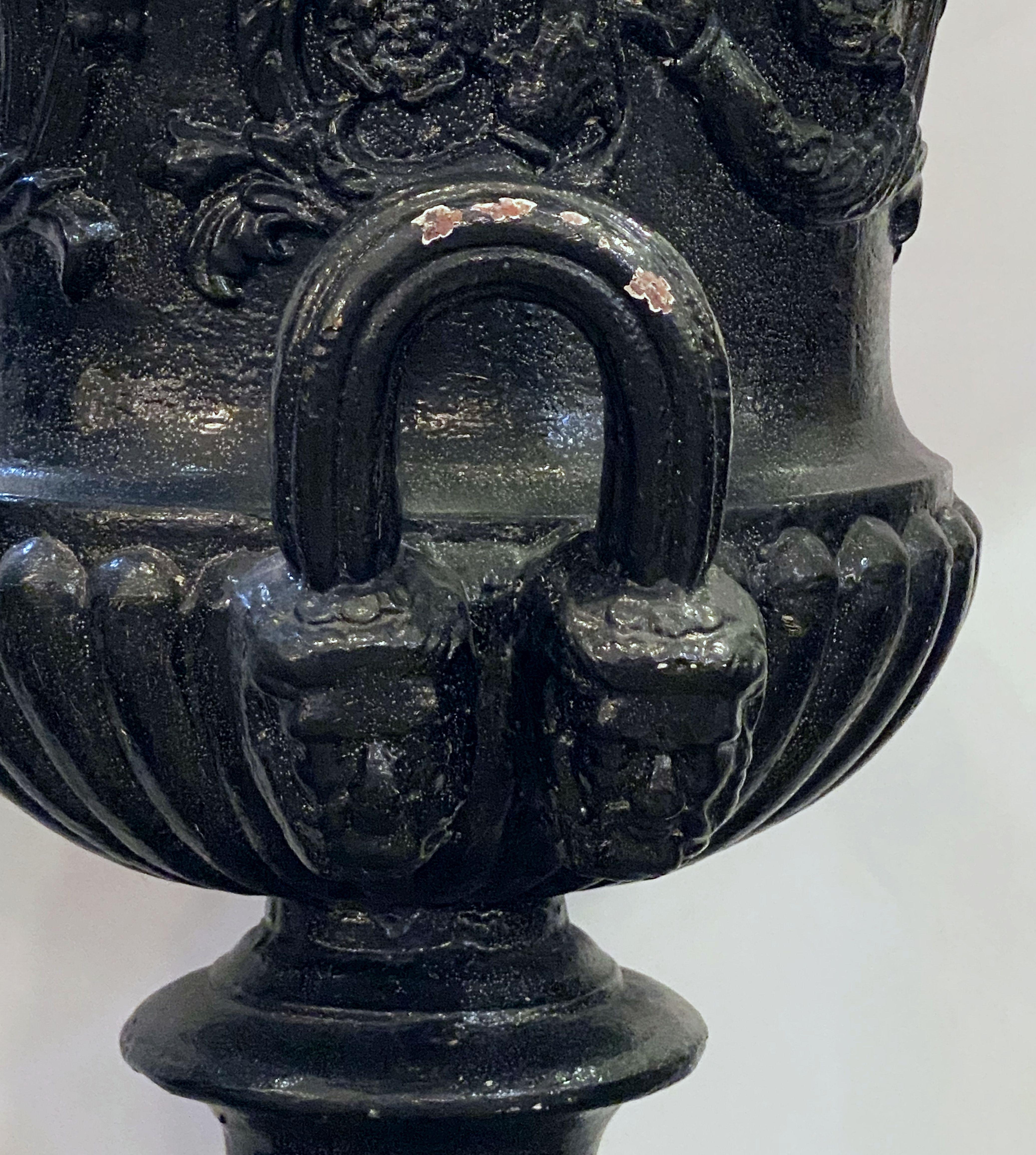 English Cast Iron Urns on Plinths from the Regency Era, Individually Priced 7